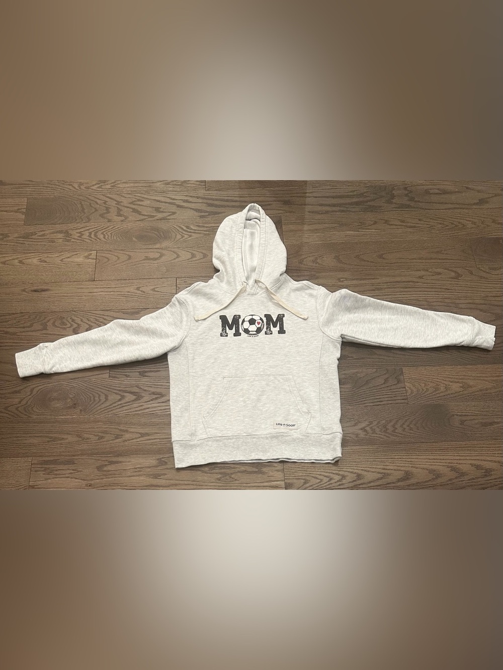 Life Is Good Women's Small Soccer Ball MOM Simply True Fleece Hoodie